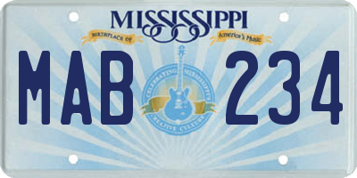 MS license plate MAB234