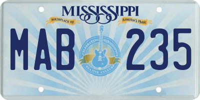 MS license plate MAB235