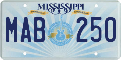 MS license plate MAB250