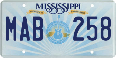 MS license plate MAB258