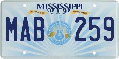 MS license plate MAB259