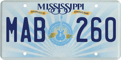 MS license plate MAB260