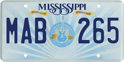 MS license plate MAB265