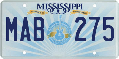 MS license plate MAB275