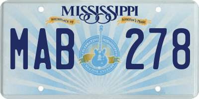 MS license plate MAB278