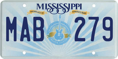 MS license plate MAB279
