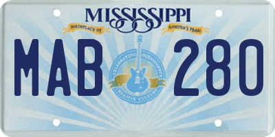 MS license plate MAB280