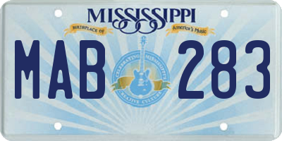 MS license plate MAB283