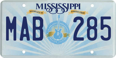 MS license plate MAB285
