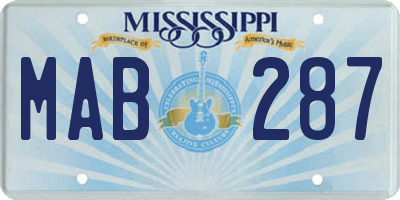 MS license plate MAB287