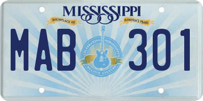 MS license plate MAB301