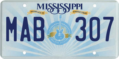 MS license plate MAB307