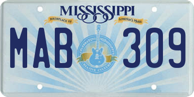 MS license plate MAB309