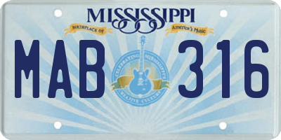 MS license plate MAB316