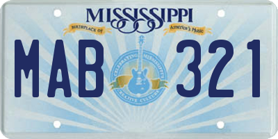 MS license plate MAB321