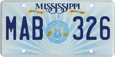 MS license plate MAB326