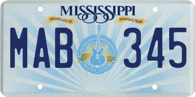 MS license plate MAB345
