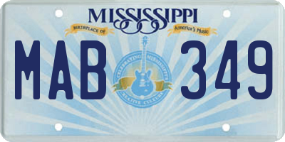 MS license plate MAB349