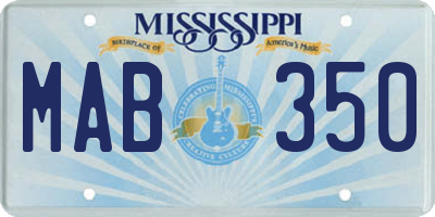 MS license plate MAB350