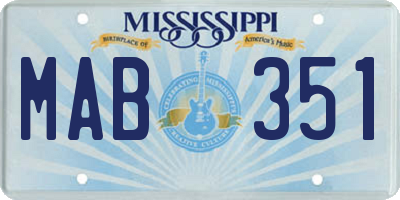 MS license plate MAB351