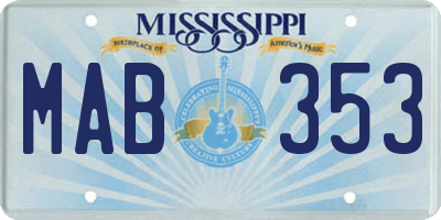 MS license plate MAB353