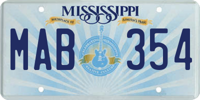 MS license plate MAB354