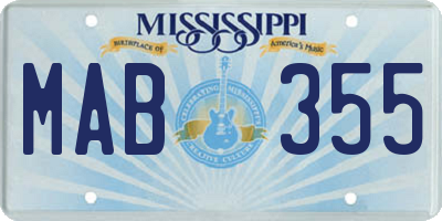 MS license plate MAB355