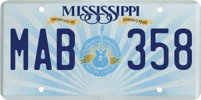 MS license plate MAB358