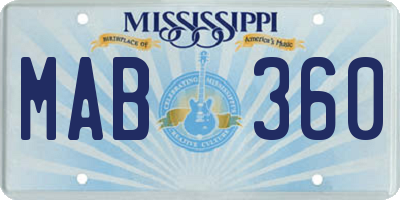 MS license plate MAB360