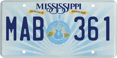 MS license plate MAB361