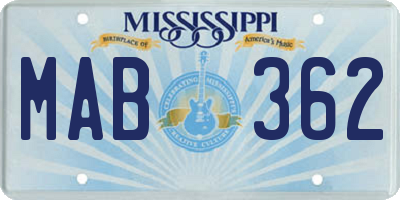 MS license plate MAB362