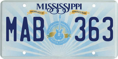 MS license plate MAB363