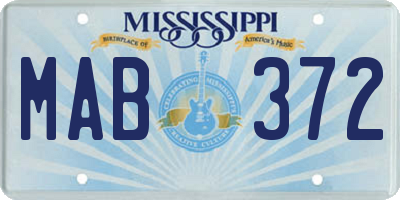 MS license plate MAB372