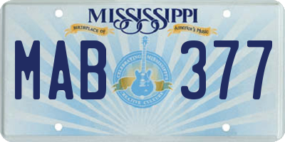 MS license plate MAB377