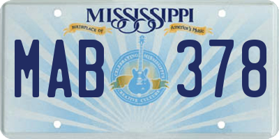 MS license plate MAB378