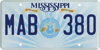 MS license plate MAB380