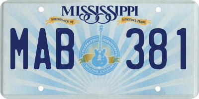 MS license plate MAB381