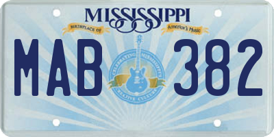 MS license plate MAB382