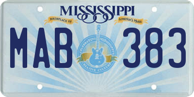 MS license plate MAB383