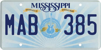 MS license plate MAB385