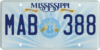 MS license plate MAB388