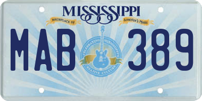 MS license plate MAB389