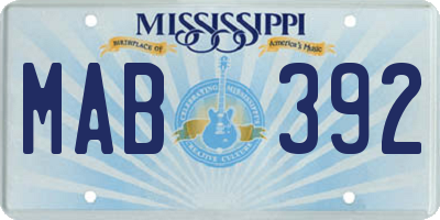 MS license plate MAB392
