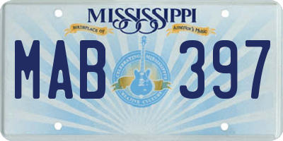 MS license plate MAB397