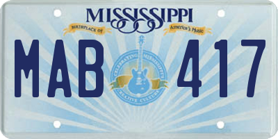 MS license plate MAB417