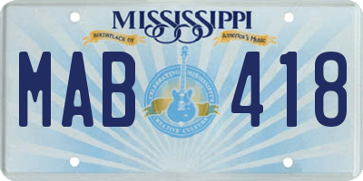 MS license plate MAB418