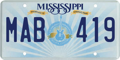 MS license plate MAB419