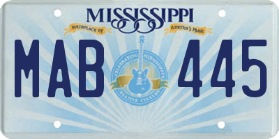 MS license plate MAB445