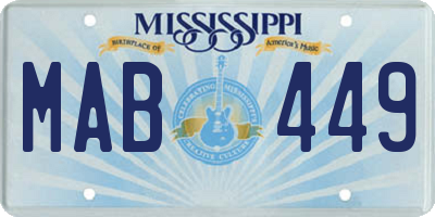 MS license plate MAB449