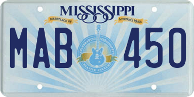 MS license plate MAB450